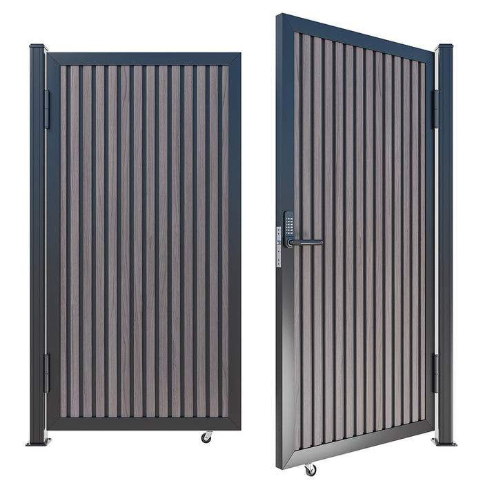 Expresso Walnut Heavy-Duty Composite Privacy Gate Kit – Keypad Lock Included | Single, Double & DIY Swing Fence Gate