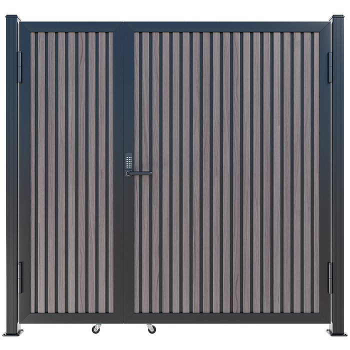 Expresso Walnut Heavy-Duty Composite Privacy Gate Kit – Keypad Lock Included | Single, Double & DIY Swing Fence Gate