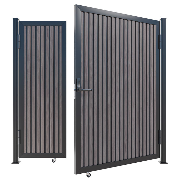 Expresso Walnut Heavy-Duty Composite Privacy Gate Kit – Keypad Lock Included | Single, Double & DIY Swing Fence Gate