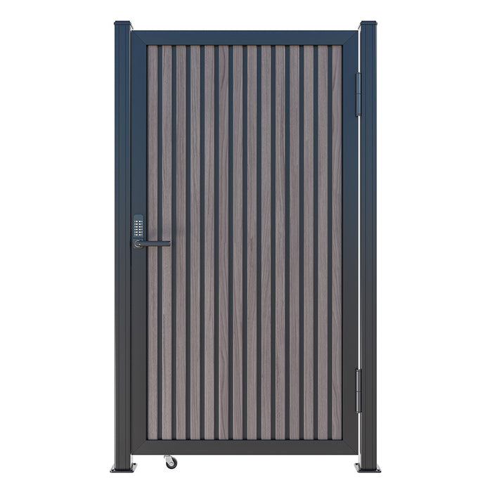 Expresso Walnut Heavy-Duty Composite Privacy Gate Kit – Keypad Lock Included | Single, Double & DIY Swing Fence Gate