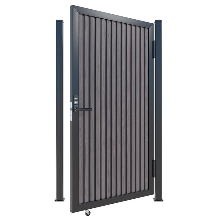 Expresso Walnut Heavy-Duty Composite Privacy Gate Kit – Keypad Lock Included | Single, Double & DIY Swing Fence Gate
