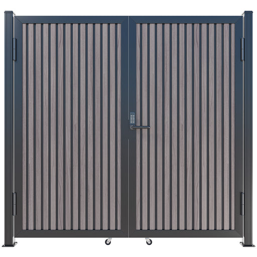 Expresso Walnut Heavy-Duty Composite Privacy Gate Kit – Keypad Lock Included | Single, Double & DIY Swing Fence Gate