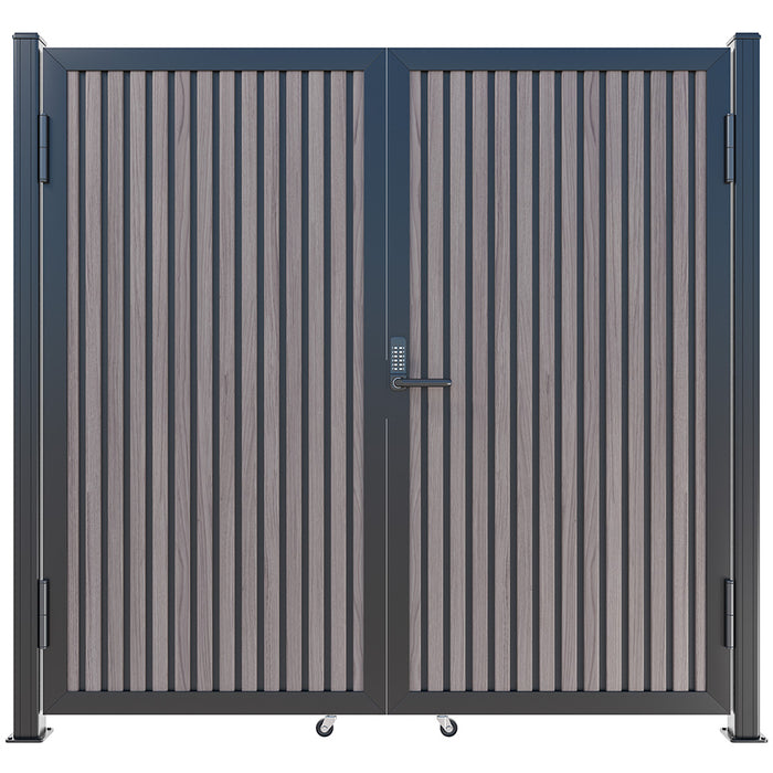 Expresso Walnut Heavy-Duty Composite Privacy Gate Kit – Keypad Lock Included | Single, Double & DIY Swing Fence Gate