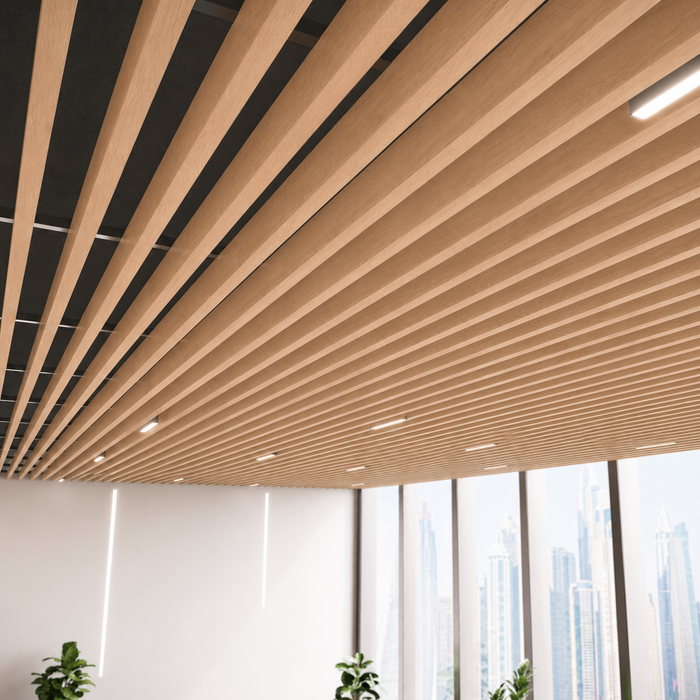 American Oak - Suspended Slatted Wood Ceiling System
