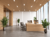 American Oak - Suspended Slatted Wood Ceiling System Office