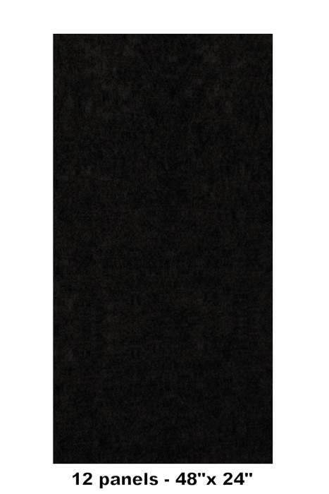 Black panels with dimensions 48" x 24" and quantity of 12 panels.