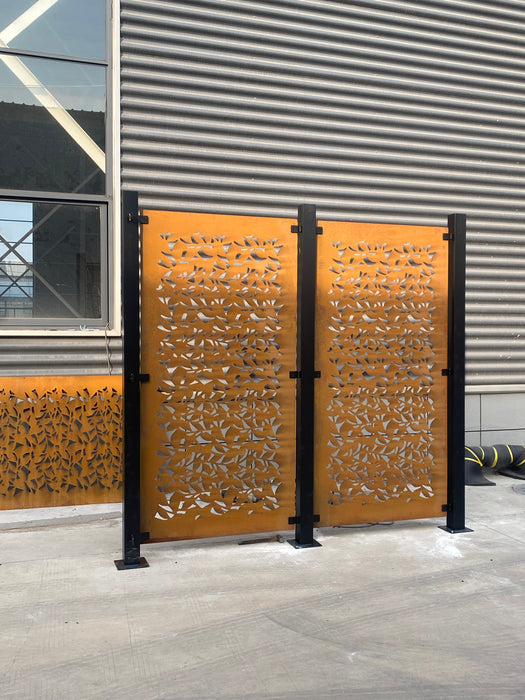 Corten Decorative Floral Metal Fence and Privacy Screen - Heavy Gauge Steel Panels