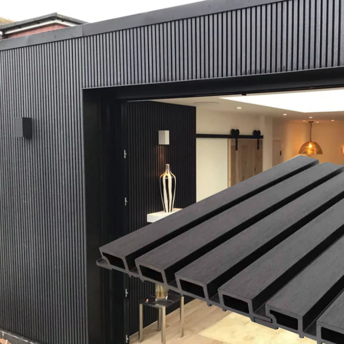 Black Slat Exterior Wall Panels for Outdoors - Exterior Composite Siding