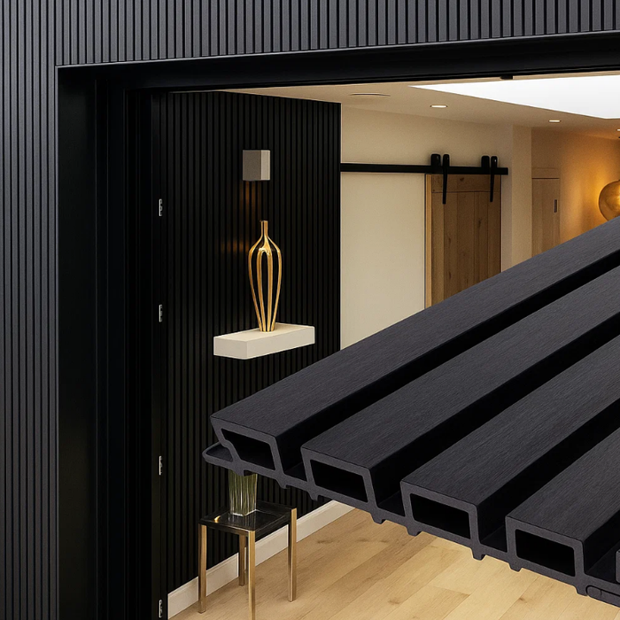 Black Composite Siding Slat Panels for Exterior Outdoor Walls Black Composite Siding Slat Panels for Exterior Outdoor Walls