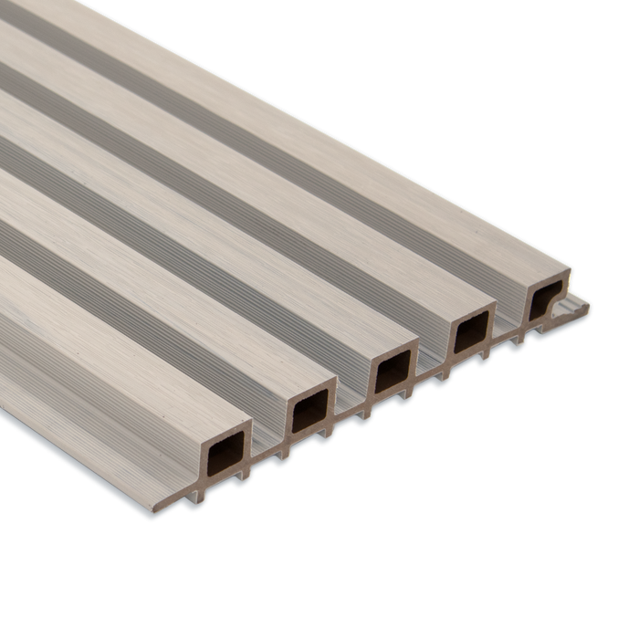 Pale Oak 5 Grid Composite Siding Slat Panels for Exterior Outdoor Walls