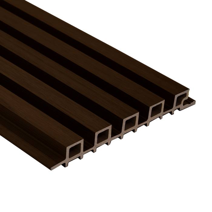 Dark Brown 5 Grid Composite Slat Wall Panels – Outdoor Exterior Siding & Wall Cladding System