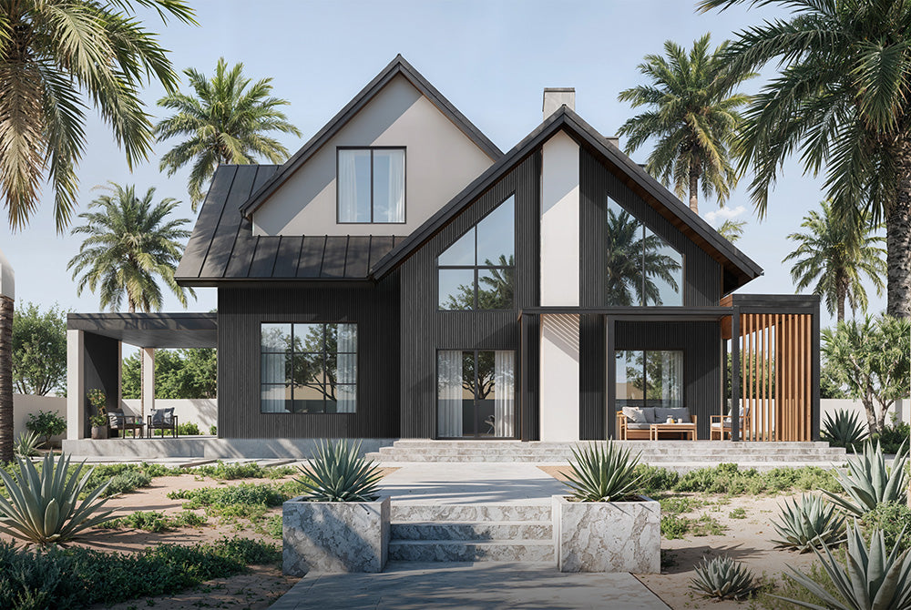 Charcoal Composite Siding Panel full house