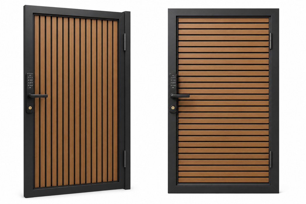 Teak Black Gap Heavy-Duty Composite Privacy Gate Kit – Keypad Lock Included | Single, Double & DIY Swing Fence Gate