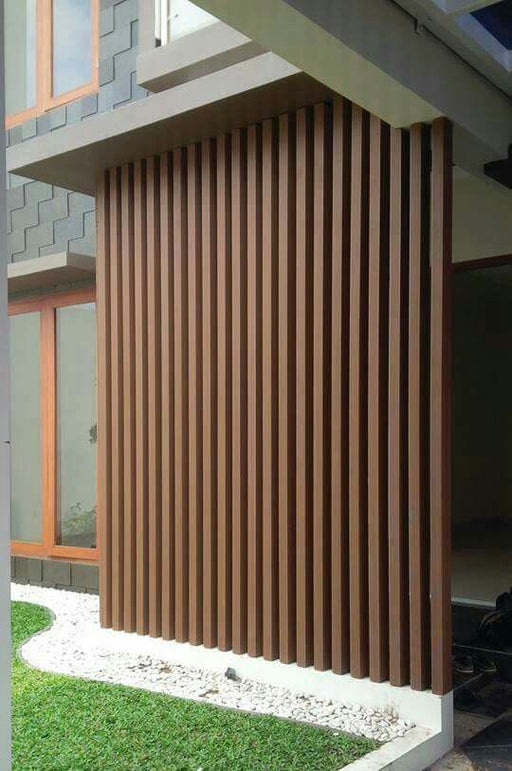 Teak Composite Wood Slat Privacy Dividers for Indoors and Outdoors 