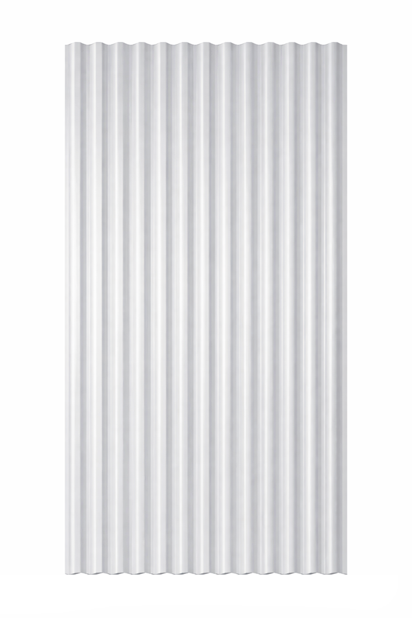 Clear corrugated Polycarbonate sheet on a white background