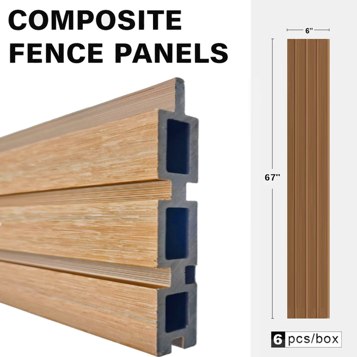 Teak Black Gap Heavy-Duty Slat Composite Fence Panels