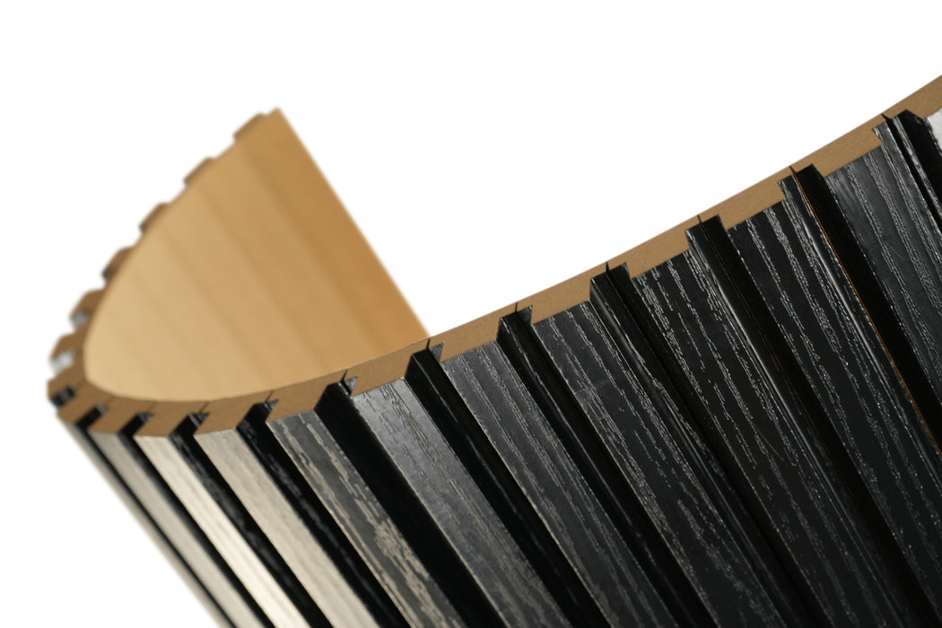 Black Square-Groove Wood Panels -- Flexible 1/2" Fluted Fins for Interior Walls