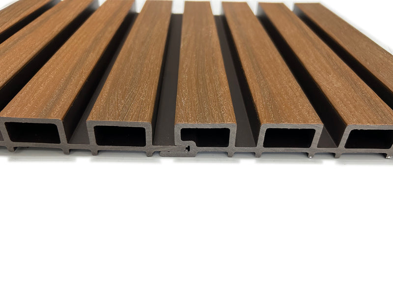 Weathered Teak Composite Slat Wall Panels detail view