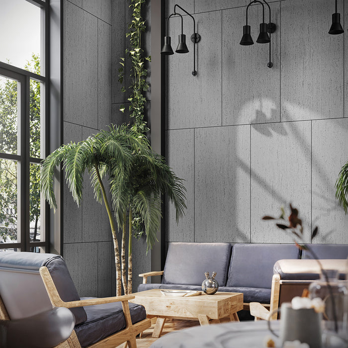 Interior-Exterior Dark Gray Travertine Natural Stone Veneer Flexible Wall Tile
