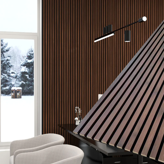 Natural Oak Acoustic Slat Wood Paneling for Soundproofing Walls, White Felt  Backing (94 x 12)