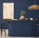 Navy Blue Square-Groove Wood Panels -- Flexible 1/2" Fluted Fins for Interior Walls