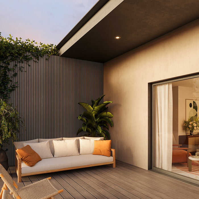 Driftwood Composite Siding Panel on a wall