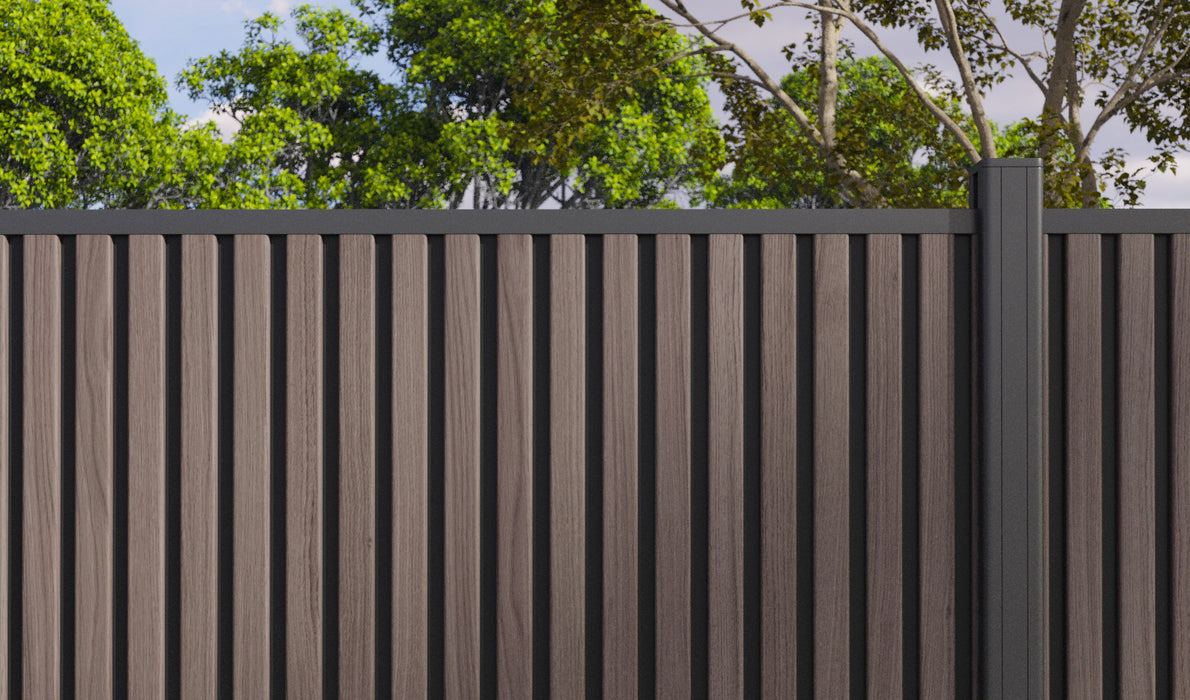 Expresso Walnut Heavy-Duty Slat Composite Fence Panels
