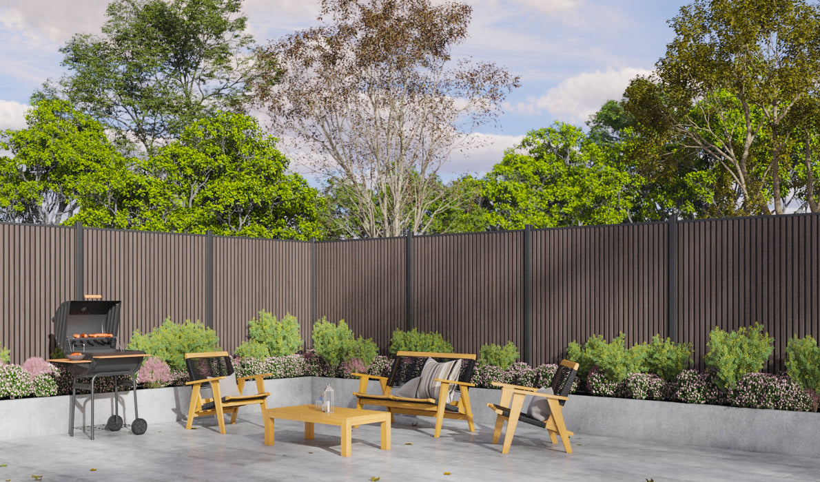 Expresso Walnut Heavy-Duty Slat Composite Fence Panels