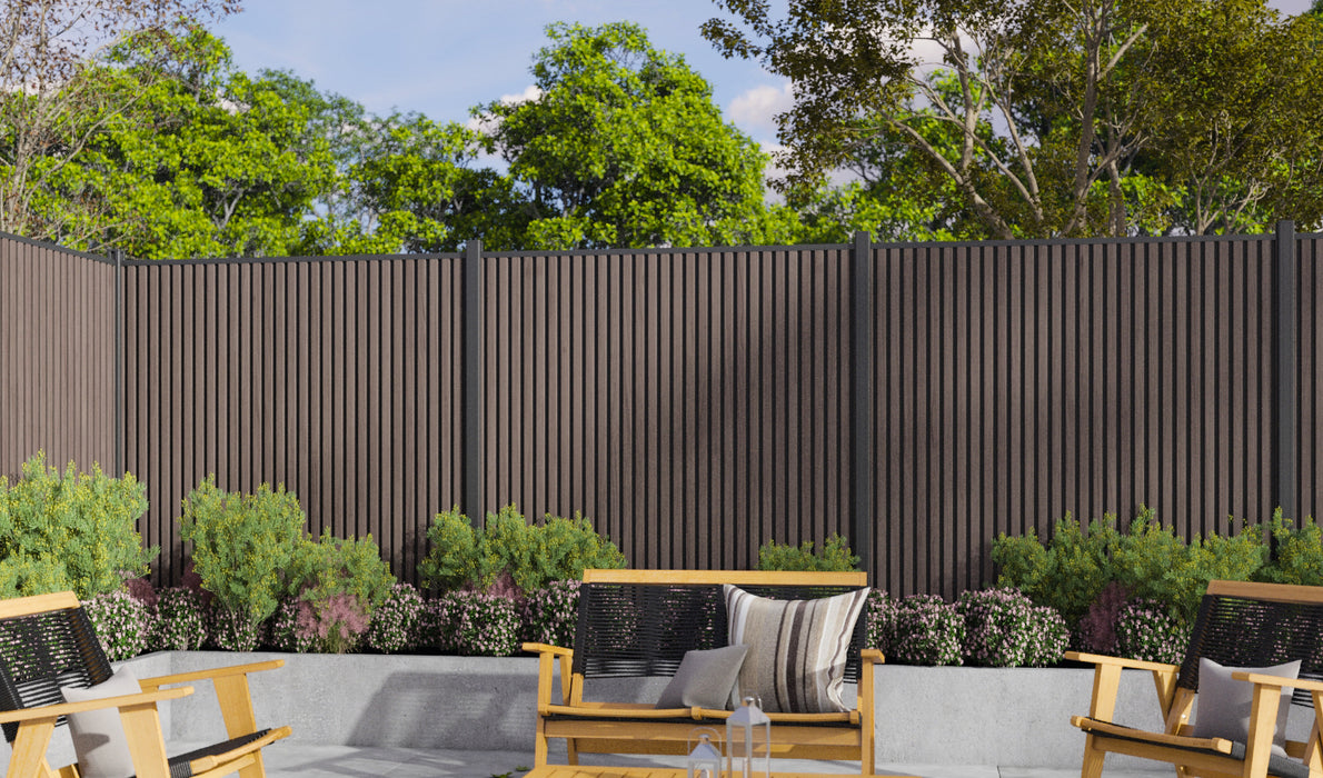 Expresso Walnut Heavy-Duty Slat Composite Fence Panels