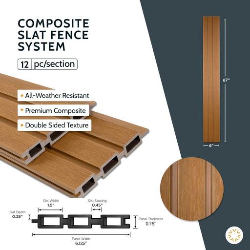 Teak Heavy-Duty Slat Composite Fence Panels