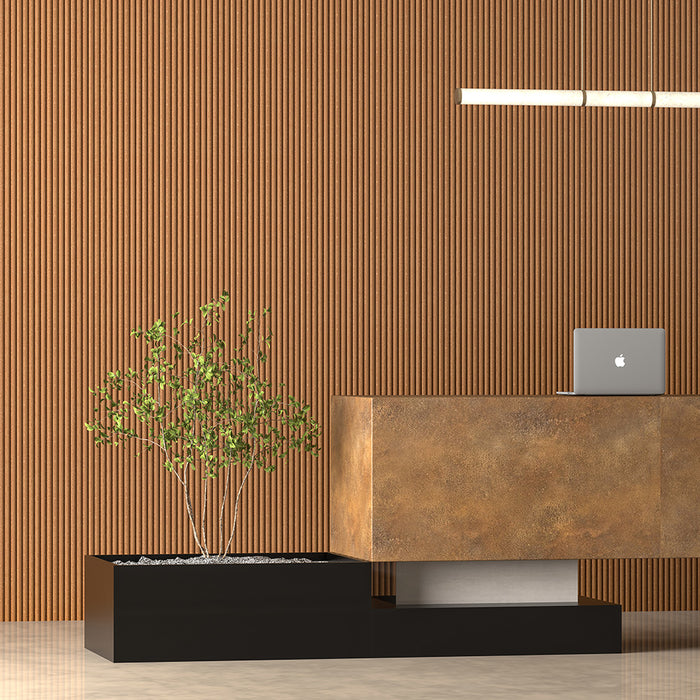 Warm Maple Tambour Wood Panels – Flexible 1" Fluted Beads for Interior Walls
