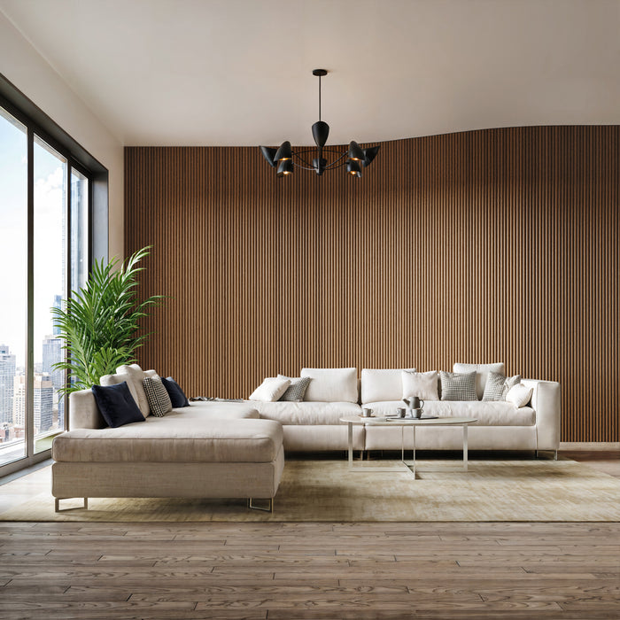 Dark Chestnut Flexible 3D Fluted Semi-Circle Shiplap Wood Wall Panel