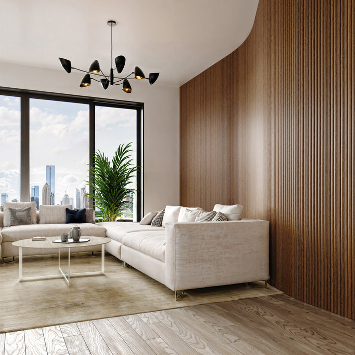 Dark Chestnut Flexible 3D Fluted Semi-Circle Shiplap Wood Wall Panel