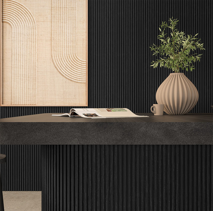 Black Square-Groove Wood Panels -- Flexible 1/2" Fluted Fins for Interior Walls