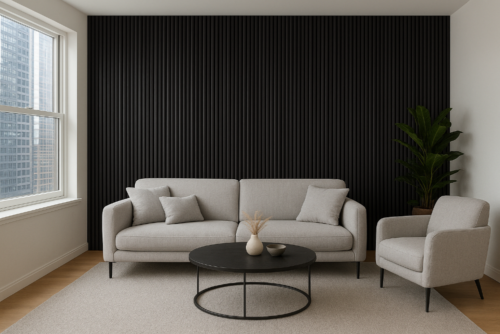 Black Tambour Wood Panels – Flexible 1" Fluted Beads for Interior Walls