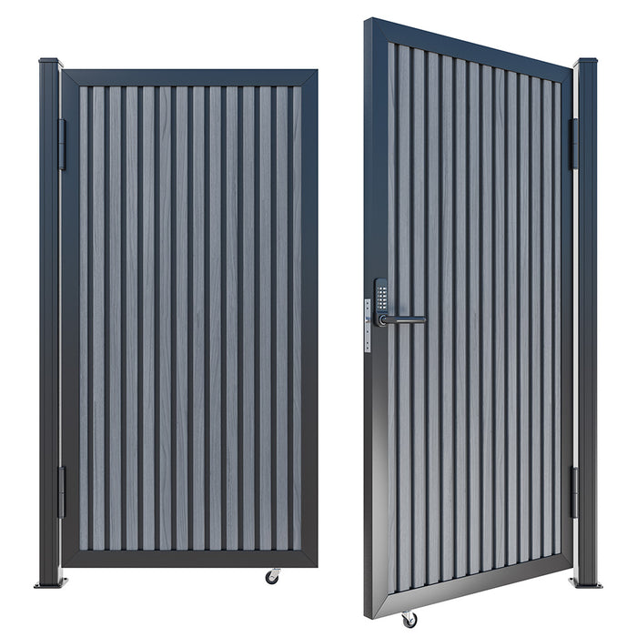 Slate Gray Heavy-Duty Composite Privacy Gate Kit – Keypad Lock Included | Single, Double & DIY Swing Fence Gate