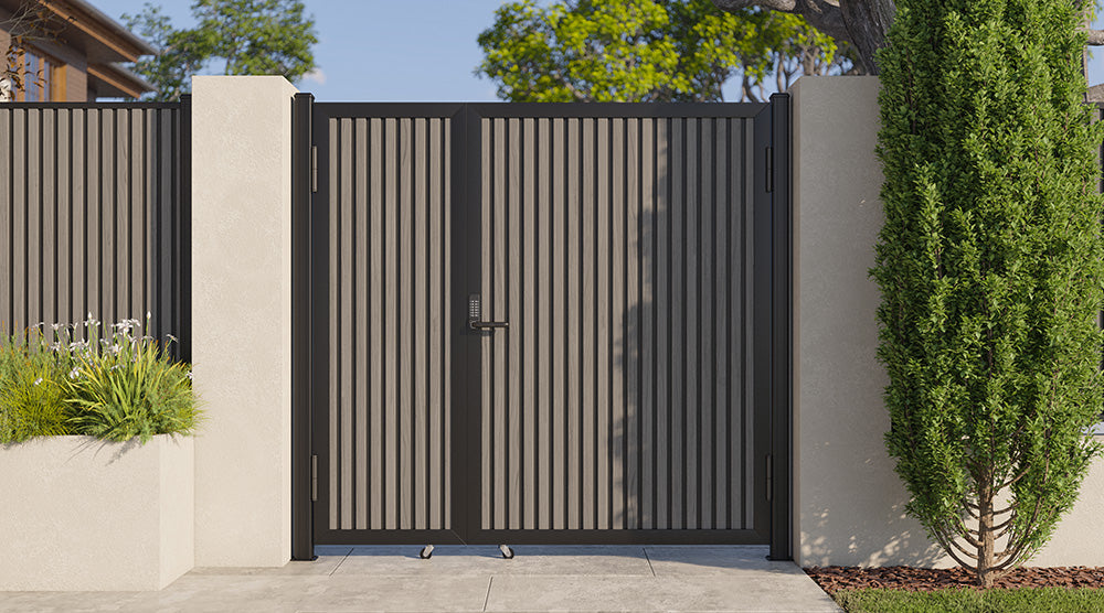 Slate Gray Heavy-Duty Composite Privacy Gate Kit – Keypad Lock Included | Single, Double & DIY Swing Fence Gate