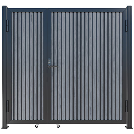 Slate Gray Heavy-Duty Composite Privacy Gate Kit – Keypad Lock Included | Single, Double & DIY Swing Fence Gate