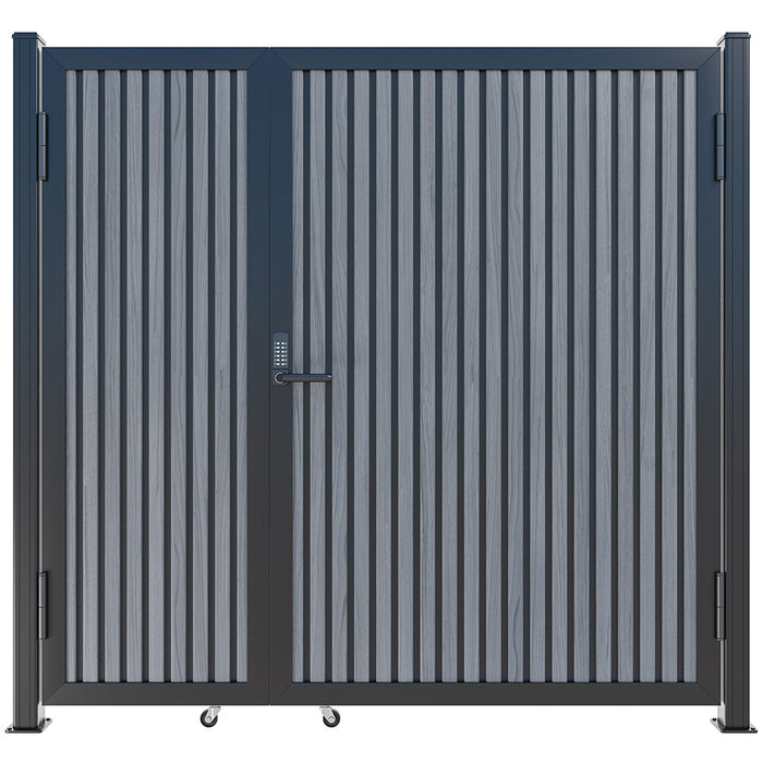 Slate Gray Heavy-Duty Composite Privacy Gate Kit – Keypad Lock Included | Single, Double & DIY Swing Fence Gate