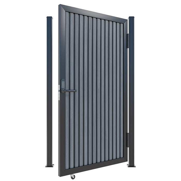 Slate Gray Heavy-Duty Composite Privacy Gate Kit – Keypad Lock Included | Single, Double & DIY Swing Fence Gate