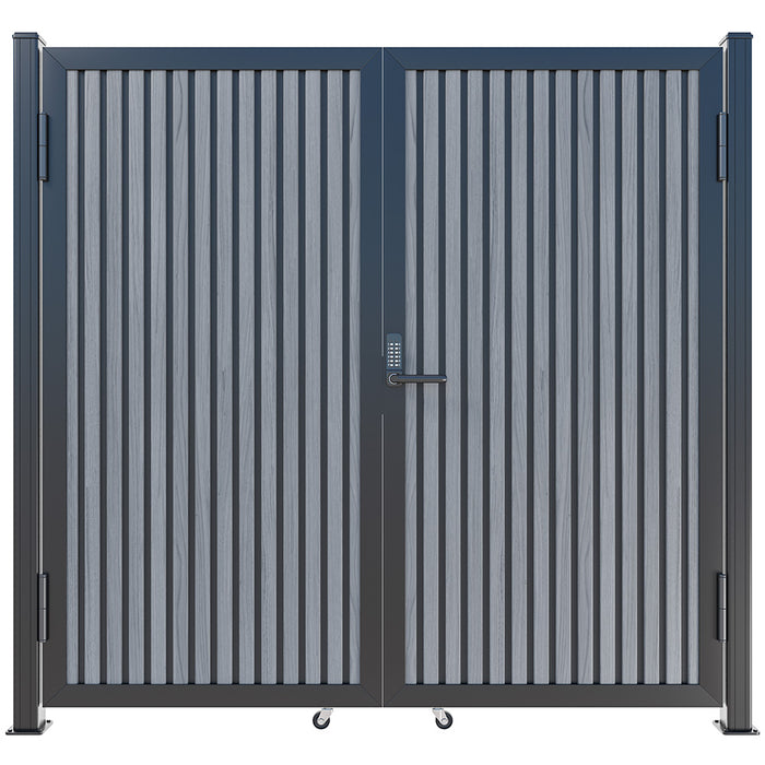 Slate Gray Heavy-Duty Composite Privacy Gate Kit – Keypad Lock Included | Single, Double & DIY Swing Fence Gate