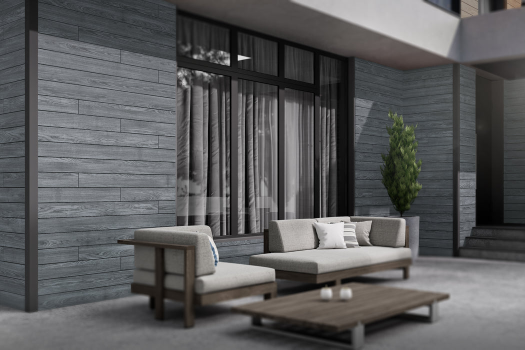 Graphite Charcoal Gray Wood-Like Composite Siding Sample