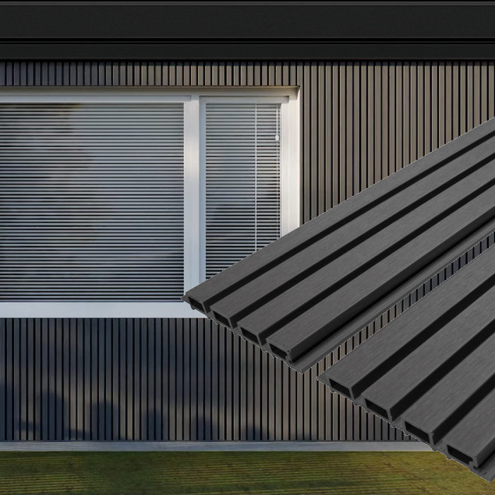 Gray Composite Siding Slat Panels for Exterior Outdoor Walls