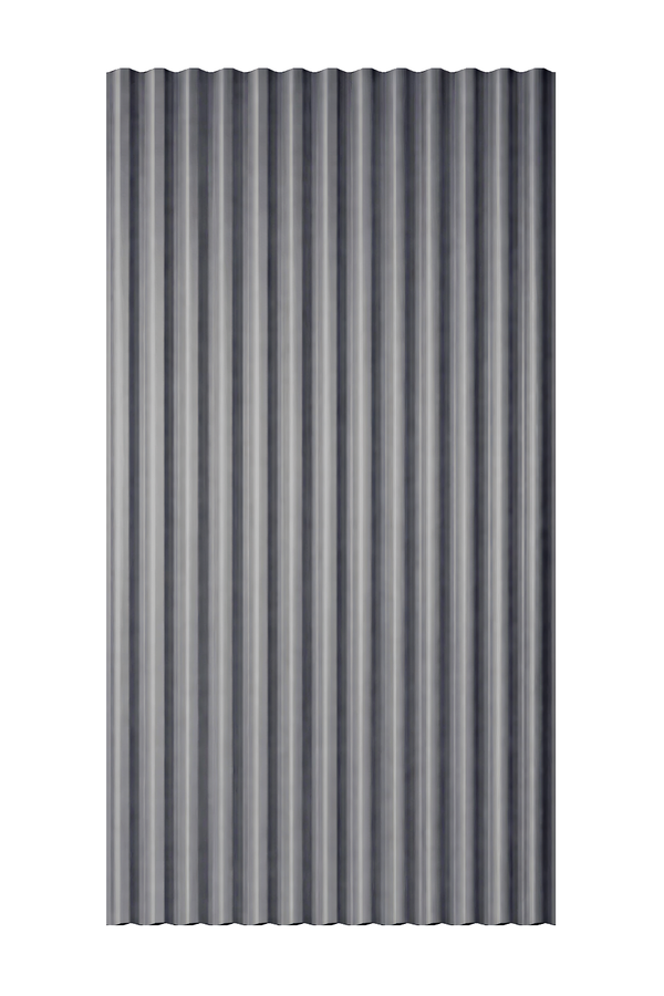 Gray corrugated Polycarbonate sheet on a white background