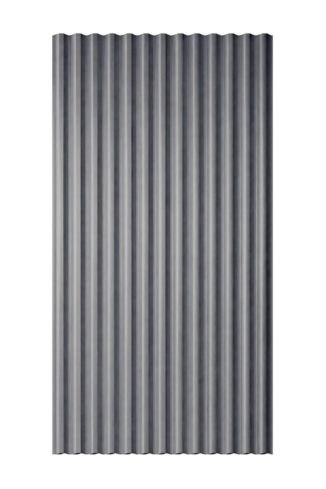 Gray corrugated Polycarbonate sheet on a white background