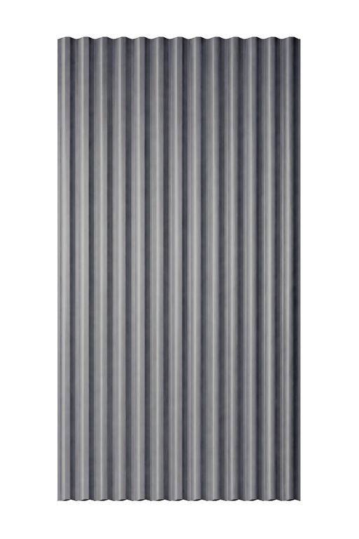 Gray corrugated Polycarbonate sheet on a white background