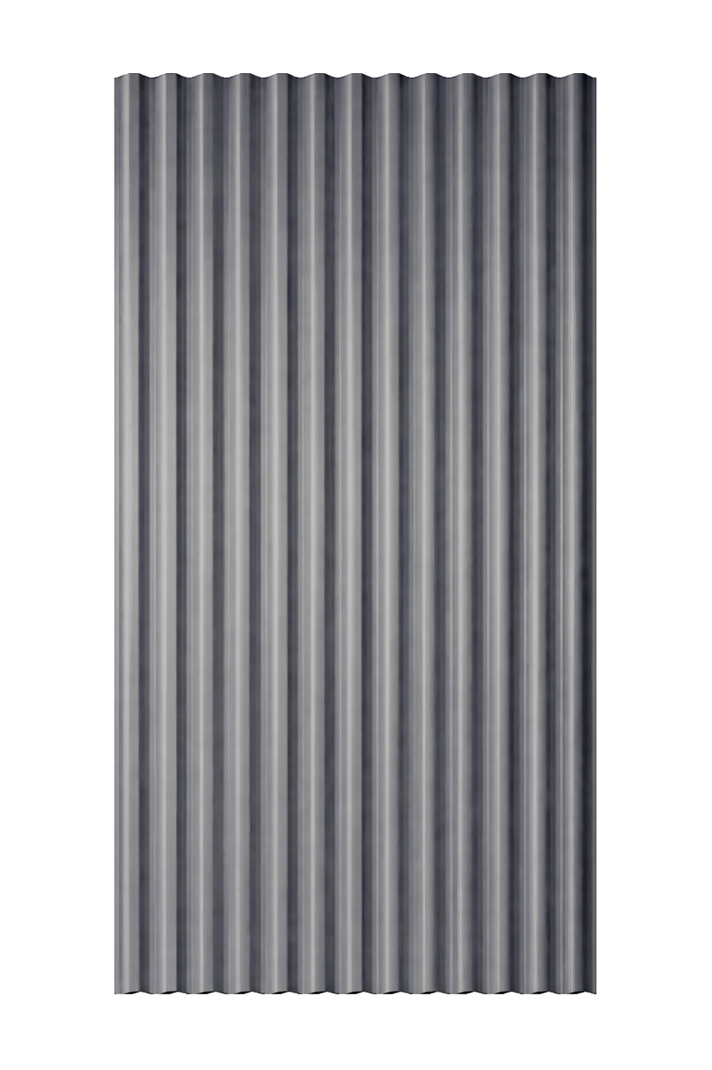 Gray corrugated Polycarbonate sheet on a white background