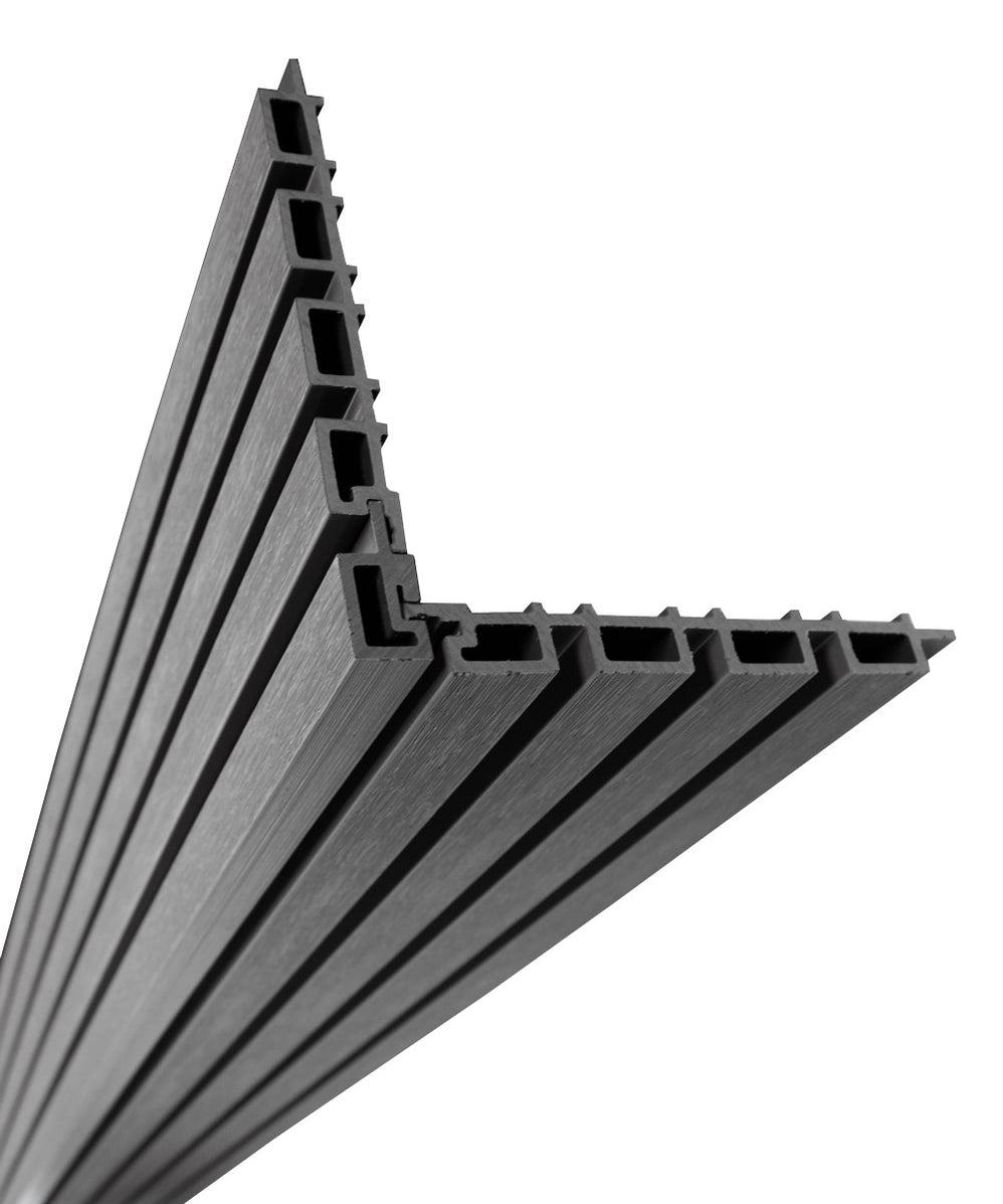 Gray Universal Trim End Cap Corner Piece for Composite Slat Panels