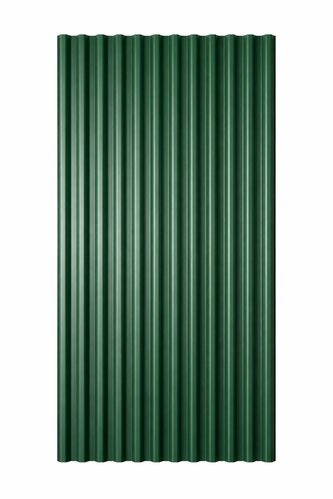 Green corrugated Polycarbonate sheet on a white background