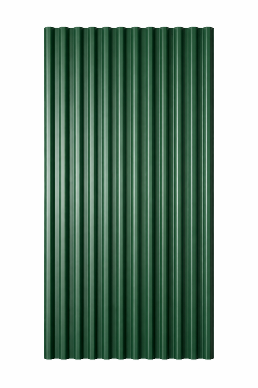 Green corrugated Polycarbonate sheet on a white background